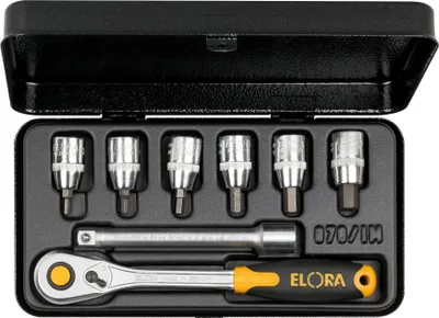 Produktbild von Elora Steckschlüssel-Satz 3/8", Innensechskant, 8-teilig 1/8"-5/16"AF, ELORA-870-INAU