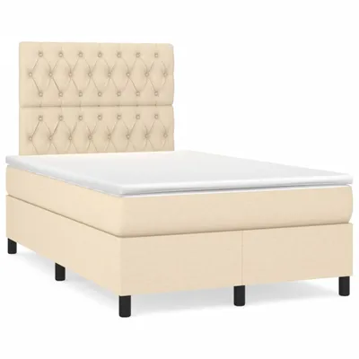 Produktbild von vidaXL Boxspringbett mit Matratze Creme 120x200 cm Stoff