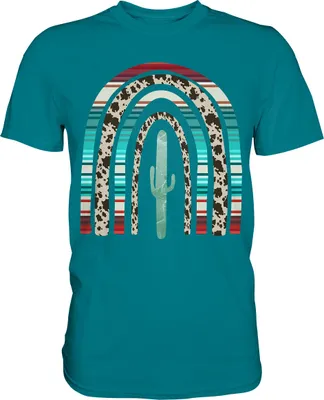 Produktbild von Texas Kaktus Regenbogen T-Shirt – Diva Blue / S
