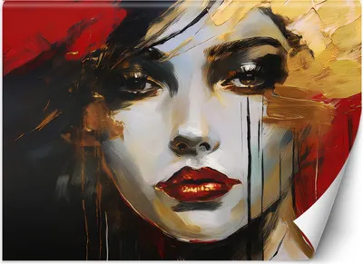 Produktbild von Vlies fototapete Weibliches Gesicht Abstraktion 350x245 cm Feeby Rot inkl. Kleber einfache Montage