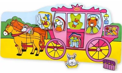 Image de Puzzle en bois enfant a encastrer carrosse 7 pieces - vilac - 2487