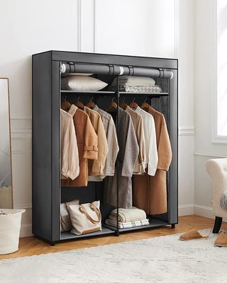 SONGMICS Kleiderschrank mit 2 Kleiderstangen faltbar