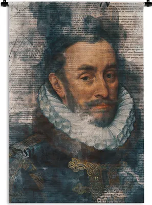 Produktbild von MuchoWow® Wandteppich Wandbehang Wilhelm von Oranien - Adriaen Thomasz - Zeitungsartikel 120x180 cm Tapisserie Dekoration Wandtuch - Schlafzimmer - Dekorationen für das Haus