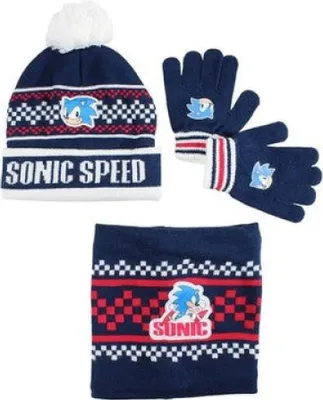 Produktbild von Sonic Set Kinder Herbst 3tlg Set Wintermütze Snood Handschuhe