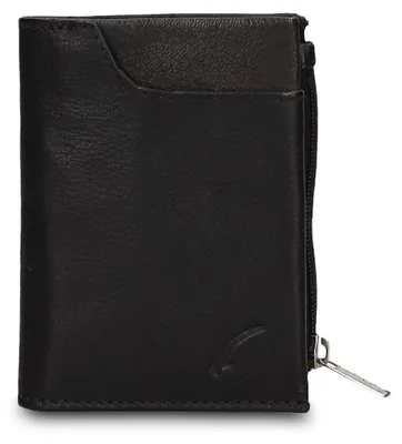 Produktbild von Herren Portemonnaie, echtes Leder, schwarz, kompakt, mit Reißverschluss