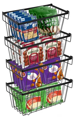 Gefriermandenset 3er-Pack, stapelbar, Metall, schwarz, 37x18,5x15,5 cm