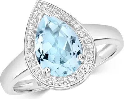 Produktbild von Wunderschöner 9 Karat (375) Weißgold Damen - Diamant Solitärring Brillant-Schliff H - PK mit Aquamarin, 51 (16.2); TRS28656RSL