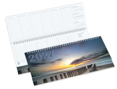 Produktbild von Timr Tischquerkalender 2027 - 1 Woche auf 2 Seiten I Motiv Meer I tr493