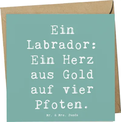 Produktbild von Mr. & Mrs. Panda Glückwunschkarte Spruch Labrador Herz - Meeresbrise - Geschenk, Klappkarte, faltkarte, doppelkarte, treuer Begleiter, Grußkarte, Hunderassen Charakter