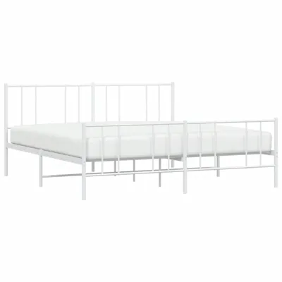 Immagine prodotto di vidaXL Struttura letto con testiera e pediera in metallo bianco 193x203 cm