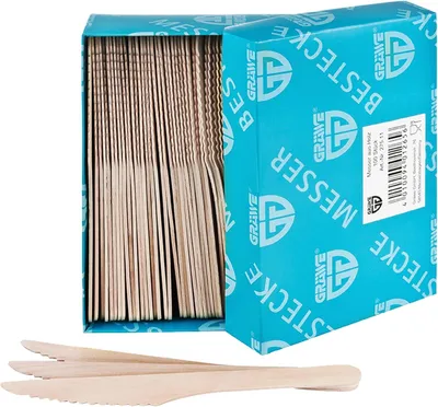 Produktbild von Einweg-Holzmesser, 500 Stück, biologisch abbaubar und umweltfreundlich