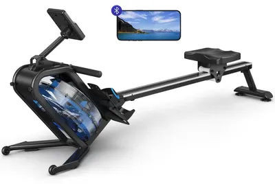 Image de Vélo d'aviron - Machine d'aviron - Appareil d'aviron - Rameur à eau - Appareil de fitness - Résistance à l'eau à 45° - 15 litres