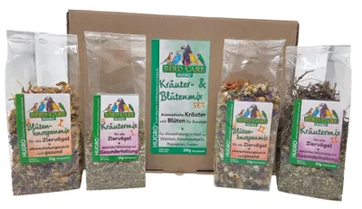 Produktbild von HUGRO BirdCare Kräuter- und Blütenmix-Set, für alle Ziervögel, gesunde Kräuter und Blüten, idealer Snack für Wellensittiche, Kanarienvögel, Papageien
