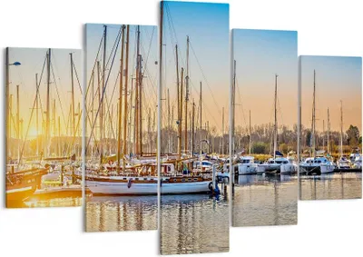 Produktbild von Bild auf Leinwand - Leinwandbild - Katamaran Yacht Anker Ankerplatz - 150x100cm - Wand Bild - Wanddeko - Leinwanddruck - Bilder - Kunstdruck - Leinwand bilder - Wandkunst - EA150x100-3162