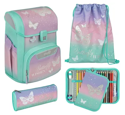 Produktbild von Scooli EasyStart Schulranzen-Set 5-teilig Butterfly Wishes mint
