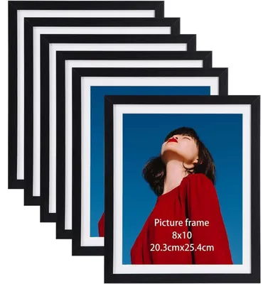 Productafbeelding van Set van 6 fotolijsten, 20x25 cm, zwart, geschikt voor wandmontage en voor op tafel