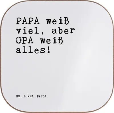 Produktbild von Mr. & Mrs. Panda Untersetzer für Gläser PAPA weiß viel, aber... - Weiß - Geschenk, Sprüche, Tischuntersetzer, Geschenke Männer, Opa, gläseruntersetzer, Coaster, Familie