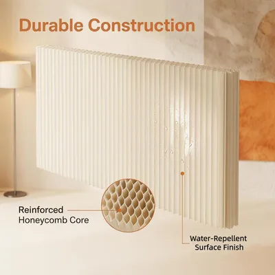 Image de Paravent pliable en papier, blanc, dimensions : 1,6 m de hauteur x 2 m de longueur