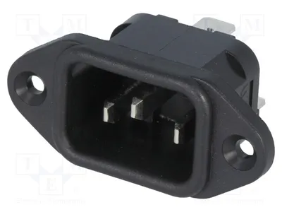 Productafbeelding van 1x Connector: mannelijke stekker voor wisselstroomvoeding, 10A, type PX0580/63, aansluitingen