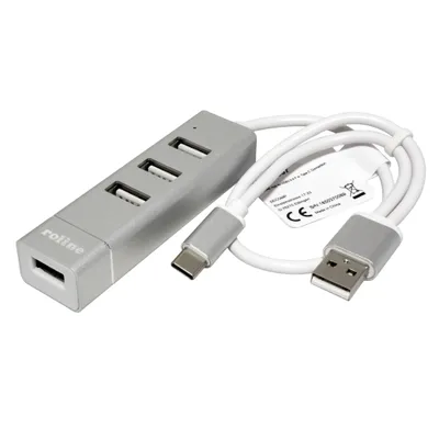 Obrázek produktu pro ROLINE 14.02.5037, USB 2.0, USB 2.0, 480 Mbit/s, Stříbrná, Bílá, Hliník, 24 mm
