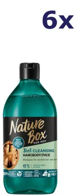 Produktbild von 6x Nature Box for men walnut oil 3 in 1 cleansing shampoo 385ML