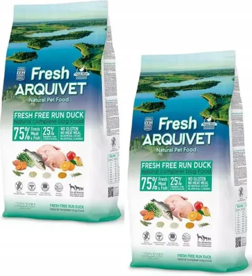Produktbild von ARQUIVET FRESH Hundefutter, halbfeucht, Ente/Fisch, 2 x 2,5 kg