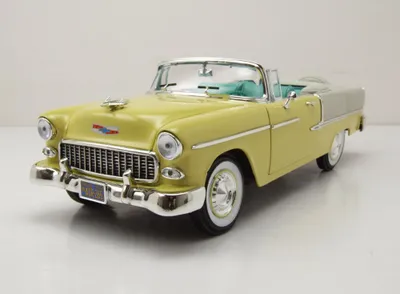 Produktbild von Auto World 1285 Chevrolet Bel Air Convertible 1955 elfenbein gold 1:18