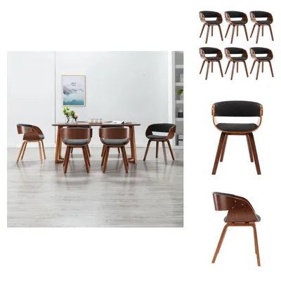 Image de vidaXL Chaises de salle à manger 6 pcs. Gris Bois courbé et Tissu - Chaises de salle à manger