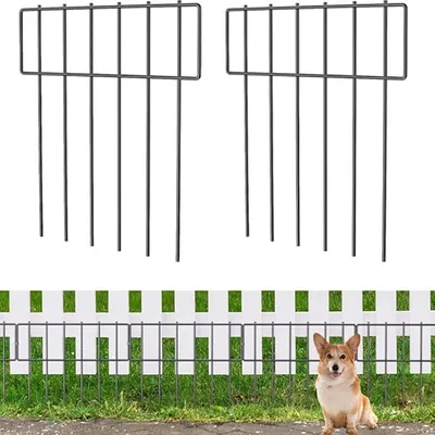 Produktbild von Metall-Gartenzaun 10 Stück – Hunde- & Kaninchenschutz, 3,3 m Begrenzungszaun mit Stecksystem, 43,2 cm hoch, wetterfest & rostfrei