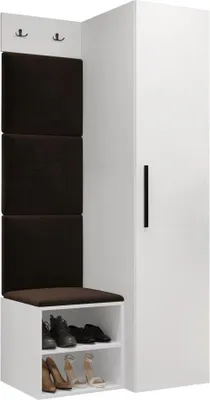 Produktbild von MIRJAN24 Garderoben-Set Medi III, Schuhschrank, Kleiderhakenbrett, 4x Paneel 42x42, 2 Kleiderhaken (Farbe: Weiß, Manila 04)