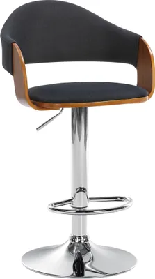 Produktbild von CLP Barhocker Nilse Stoff mit Holzsitzschale | Farbe walnuss/schwarz Gestell Farbe chrom