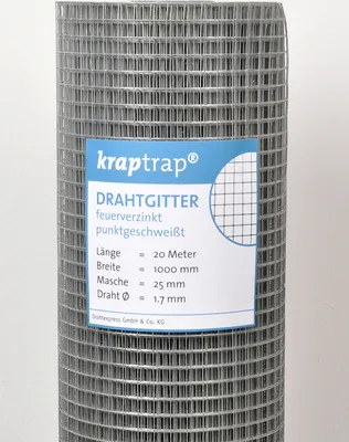 Produktbild von KrapTrap® Volierendraht Drahtgitter I Käfigdraht Schweißgitter I 25x25mm 1 x 20m I 1,75mm stark Drahtzaun Maschendraht
