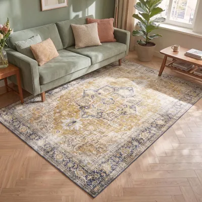 Produktbild von Volero - Teppich Vintage - Lugan Gelb - 230x330 cm - Wohnzimmer, Esszimmer, Schlafzimmer - Klassik, Industrielle, Modern, Orientalisch