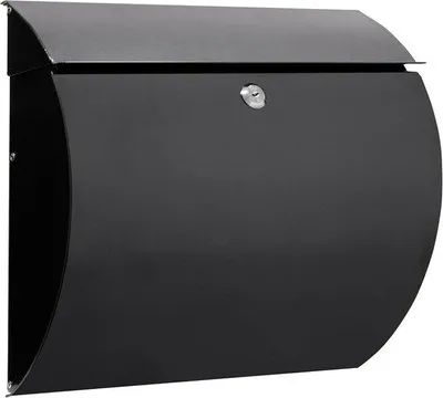Image de Boîte aux lettres en acier chromé L, pour journaux et colis, couleur noire, installation facile