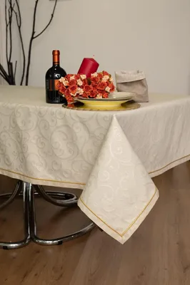 Tischdecke rechteckig 134x240 cm Baumwollmischung Gold fleckabweisend
