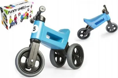 Zdjęcie produktu dla FUNNY WHEELS Rider Sport niebieski 2w1, wysokość siedziska 28/30cm udźwig 25kg 18m+