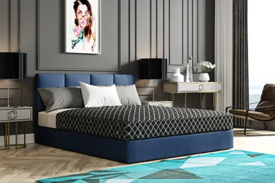 Produktbild von VELAR Boxspringbett mit bettkasten "MALAGA", 120 cm, Marineblaue