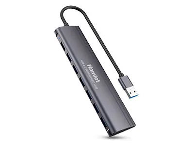 Obrázek produktu pro Hamlet XHUB-07A3, USB 3.2 Gen 1 (3.1 Gen 1) Type-A, USB 3.0, 5000 Mbit/s, Černá, Hliník, 0,3 m
