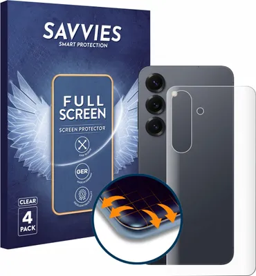 Produktbild von 4x Savvies Fullscreen Schutzfolie für Samsung Galaxy S25 Enterprise Edition (Rückseite) Displayschutz Folie Fullcover Klar Transparent