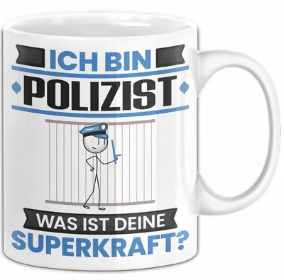 Produktbild von Polizist Tasse Geschenk für Polizist Geburtstag Lustiger Spruch Kaffee-Becher Was Ist Deine Superkraft (Weiß)