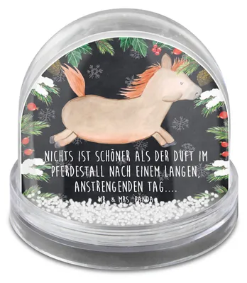 Produktbild von Mr. & Mrs. Panda Dekokugel Pferd Springen - Kreidetafel - Geschenk, Schneekugel, Weihnachts, Pferdestall, Weihnachten, Winter-Schneekugel, schnee kugel, Reiten, Stall