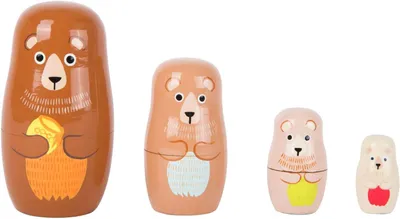 Productafbeelding van Matrjoschka berenfiguren van hout - Motoriekspel voor kinderen vanaf 3 jaar - In 4 verschillende maten