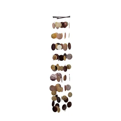 Produktbild von Relaxdays Capiz Windspiel mit Muschel-Girlanden, Perlen, maritimes Holz Klangspiel für Garten, Balkon, 117 cm lang, bunt