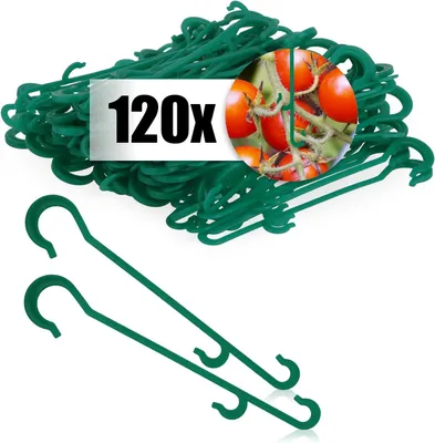 Productafbeelding van Tomatenplant Clips 120x, Klimhulp, Groene Plant Clips, voor Groenten en Tuin