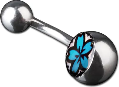 Produktbild von viva-adorno 1 Stück Bauchnabel Piercing Banane 316L Chirurgenstahl 20 verschiedene Motive Z380, S17 Hibiskus Blüte türkis
