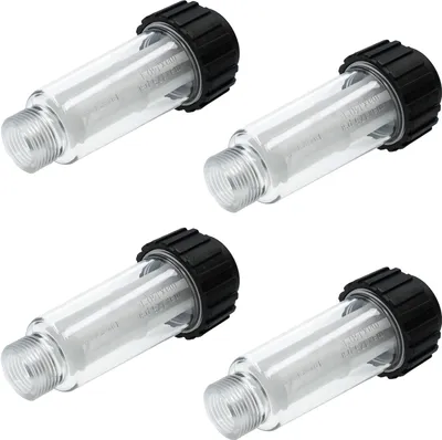 Obrázek produktu pro Sillar Vodní filtr pro vysokotlaké myčky Příslušenství pro vysokotlaké myčky 3/4 palce samice a 3/4 palce samec Náhradní filtr pro přívod zahradní hadice pro vysokotlaké myčky Kärcher (obsahuje 4 kusy)