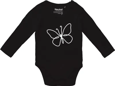 Produktbild von Huuraa Baby Body Schmetterling Silhouette 80 Black  Baumwolle Fairtrade Langarmbody Geschenkidee