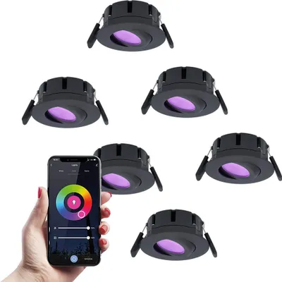 Produktbild von hoftronicsmart LED Einbaustrahler 6x 8W 600lm IP65 Schwarz RGBWW