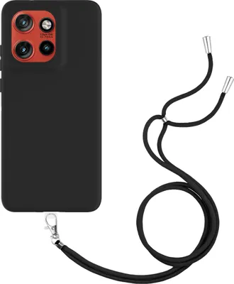 Image de Cazy Coque avec Cordon compatible avec Motorola Edge 60 Neo Coque avec Cordon – Coque Flexible – Noir