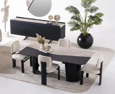 Produktbild von Mehrfarbiges Holz Esszimmer Set mit Esstisch und Stühlen modern